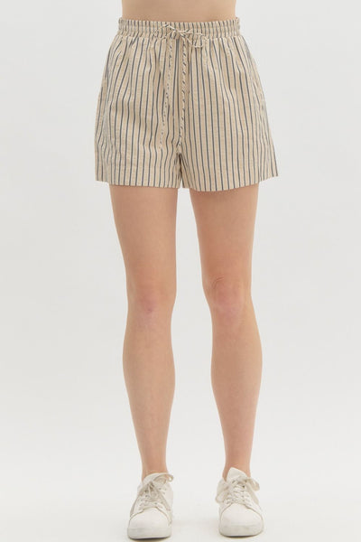 Striped High Waisted Pull On Short