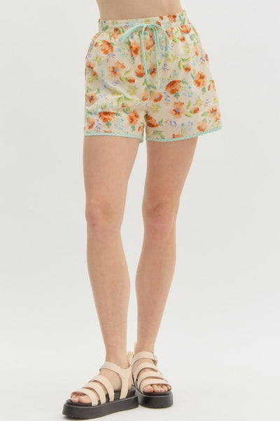 Floral Print High Waist Short