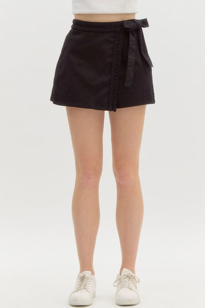 Solid Wrap Accented Skort