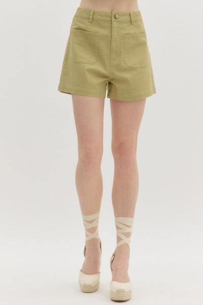 Solid High Waist Shorts
