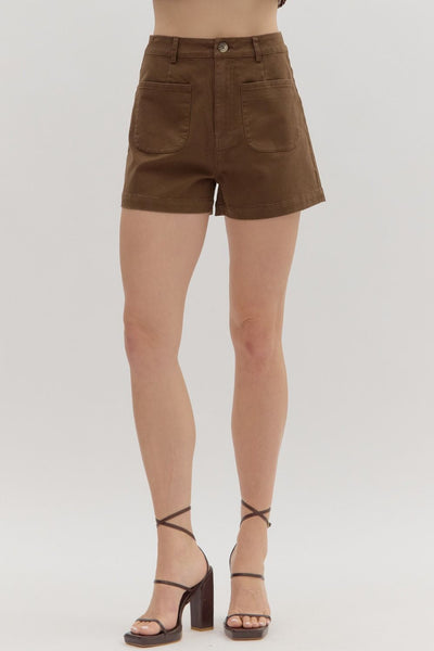 Solid High Waist Shorts