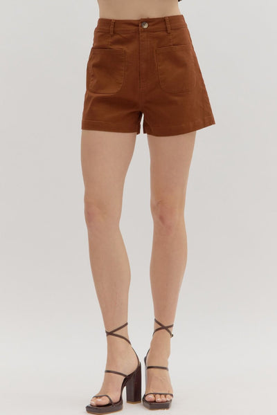Solid High Waist Shorts