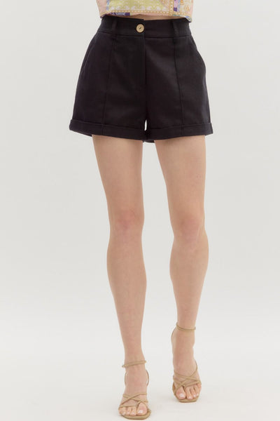 High Waist Pleated Pintuck Shorts