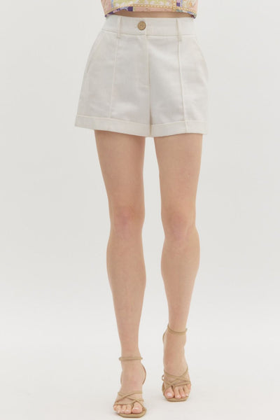 High Waist Pleated Pintuck Shorts