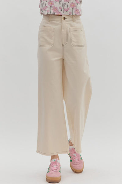 High-Waist Button Fly-Front Zip Up Pants