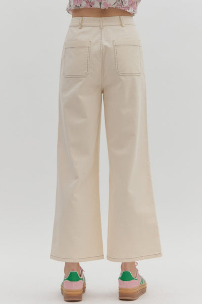 High-Waist Button Fly-Front Zip Up Pants