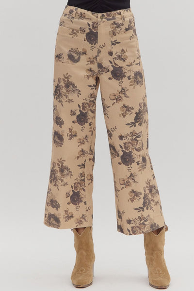 Floral Mid-Rise Ankle-Length Pants