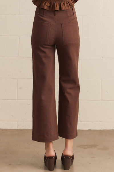 Solid High Rise Wide Leg Pants