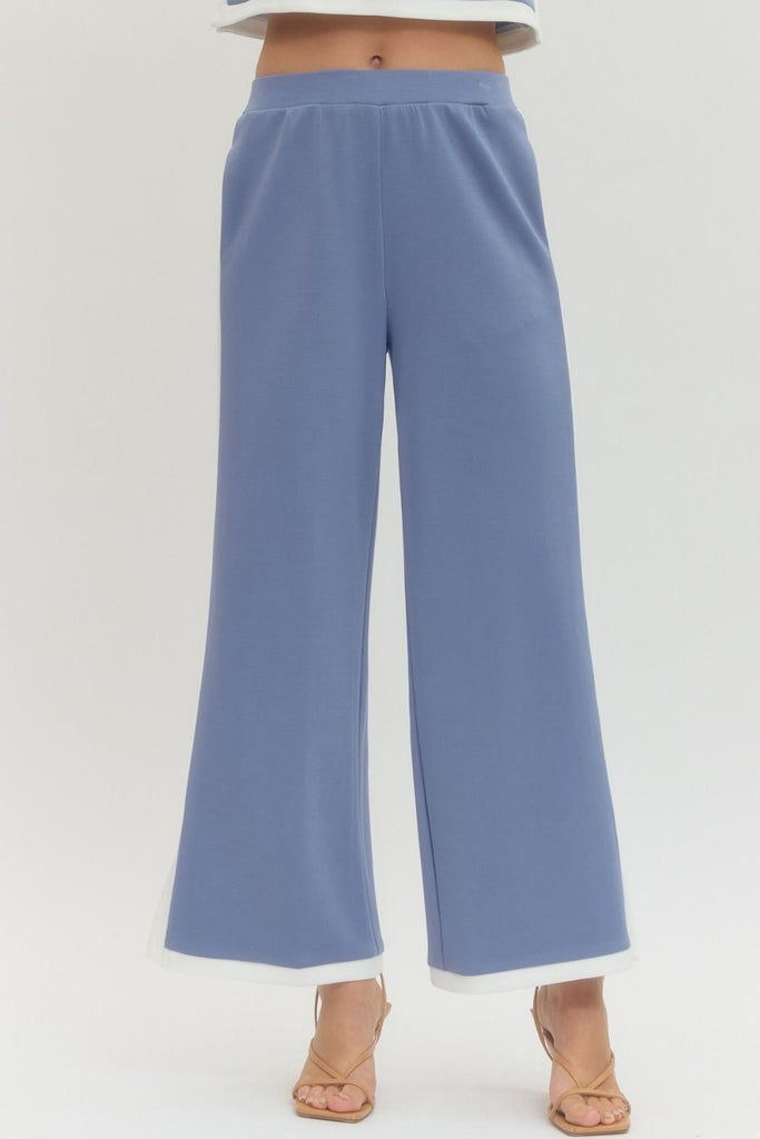 Solid Knit Wide-Leg Pants