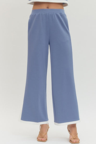 Solid Knit Wide-Leg Pants