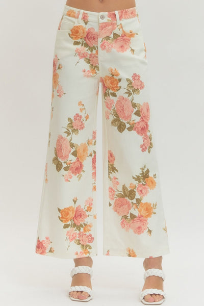 Floral Print Wide-Leg Pants