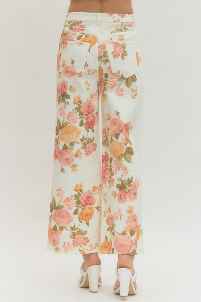 Floral Print Wide-Leg Pants