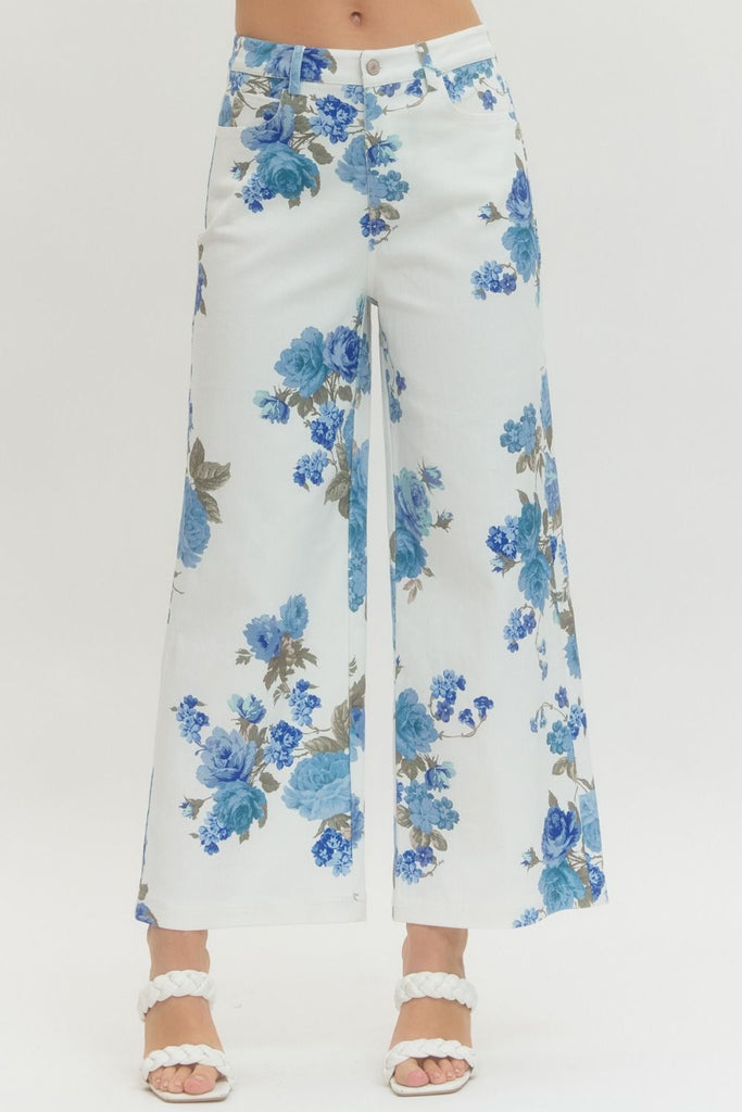 Floral Print Wide-Leg Pants