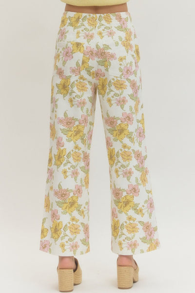 Floral Print Wide Leg Woven Pants