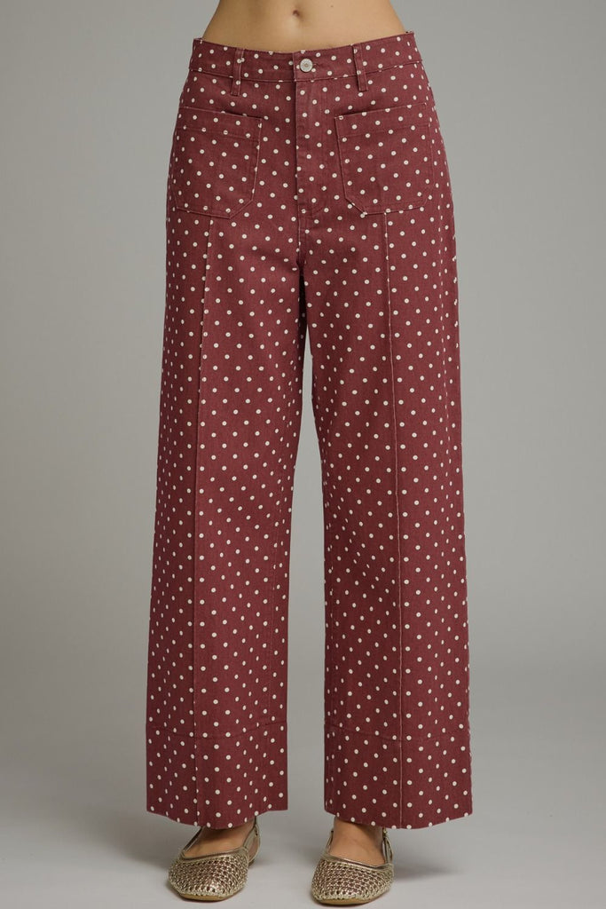 Polka Dot Front Seam Pants