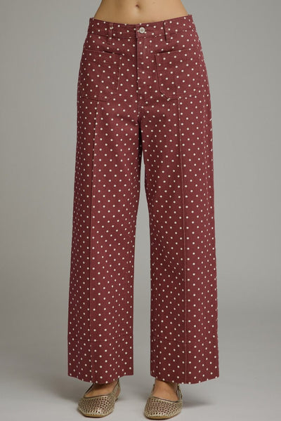 Polka Dot Front Seam Pants