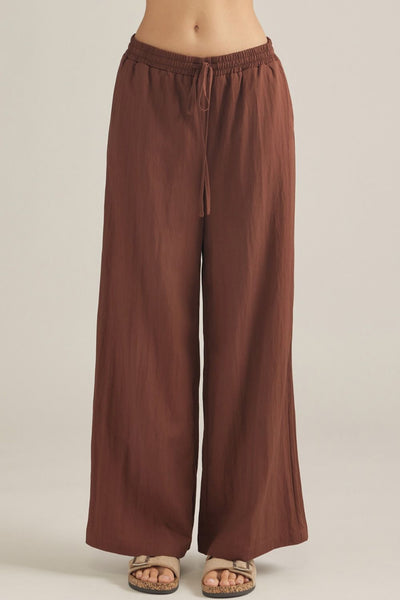 Solid Drawstring Full Length Pants