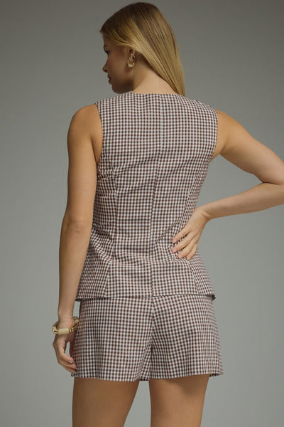 Gingham Sleeveless Button Down Romper