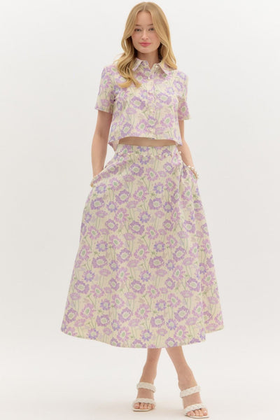 Floral Crop Top & Midi Skirt Set