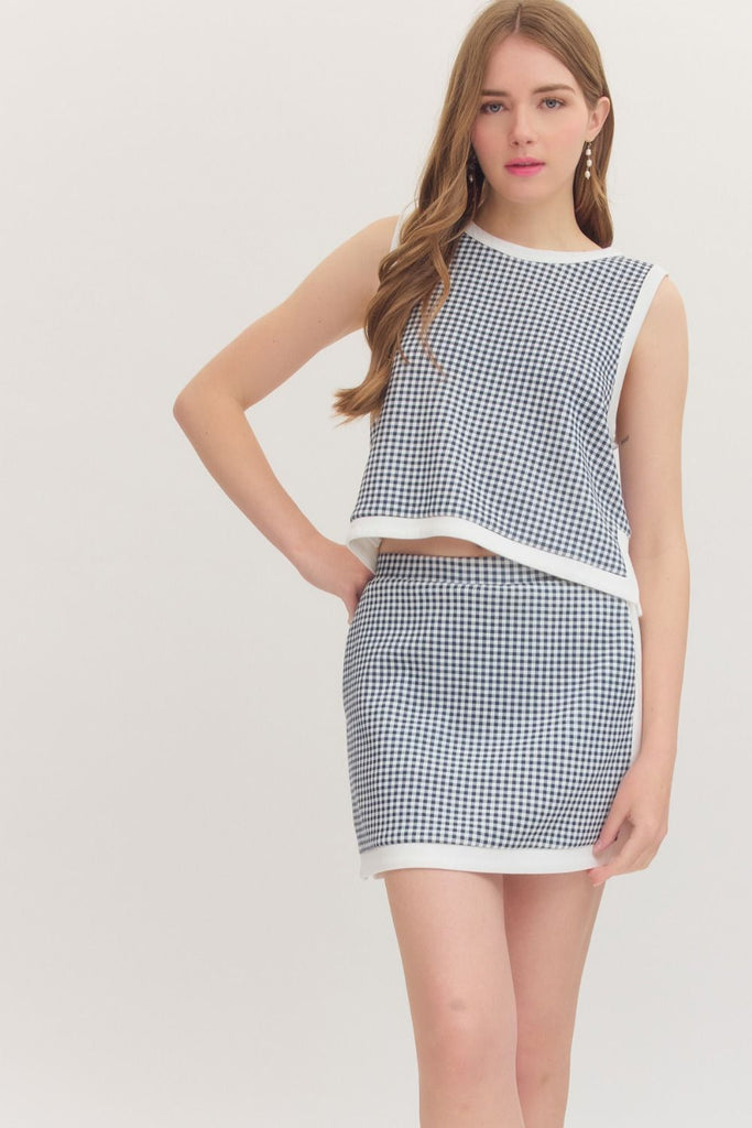 Gingham Sleeveless Top & Mini Skirt Set