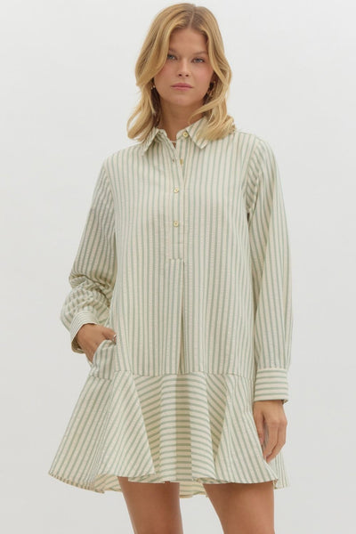 Striped Drop Waist Mini Dress