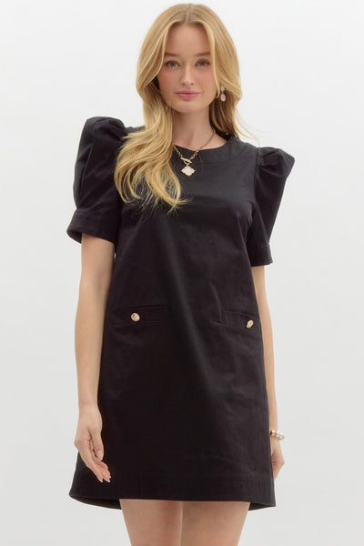 Solid Shift Pullover Mini Dress