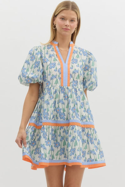 Floral Pullover Tiered Mini Dress