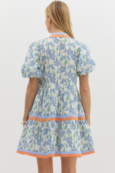Floral Pullover Tiered Mini Dress