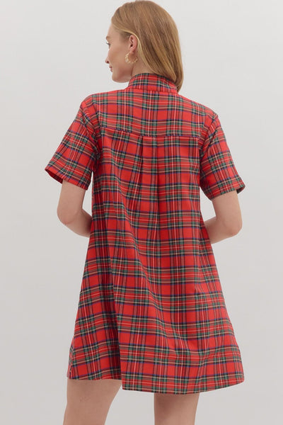 Plaid Short Sleeve Mini Dress
