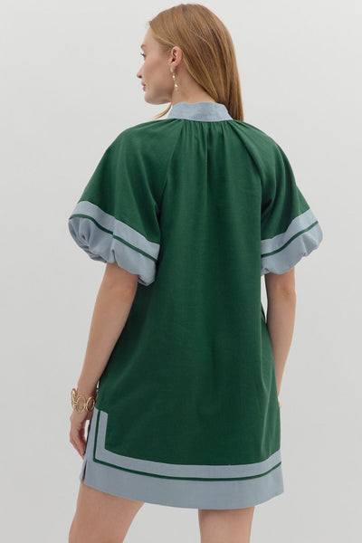 Short Lantern Sleeves Pullover Mini Dress