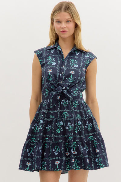 Floral Print Sleeveless Mini Dress