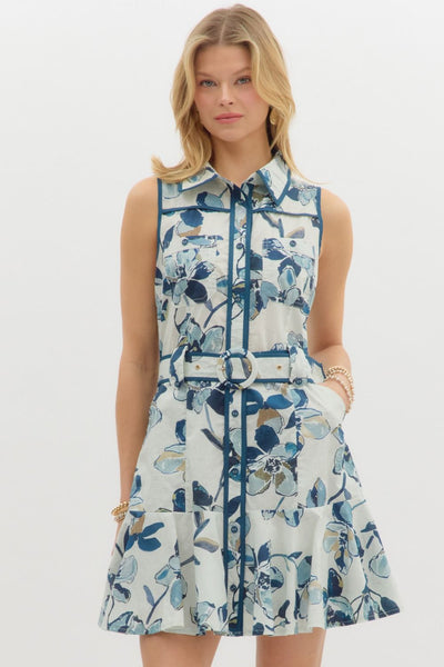 Floral Print Sleeveless Mini Dress