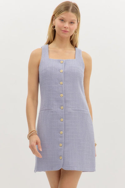 Textured Solid Sleeveless Mini Dress