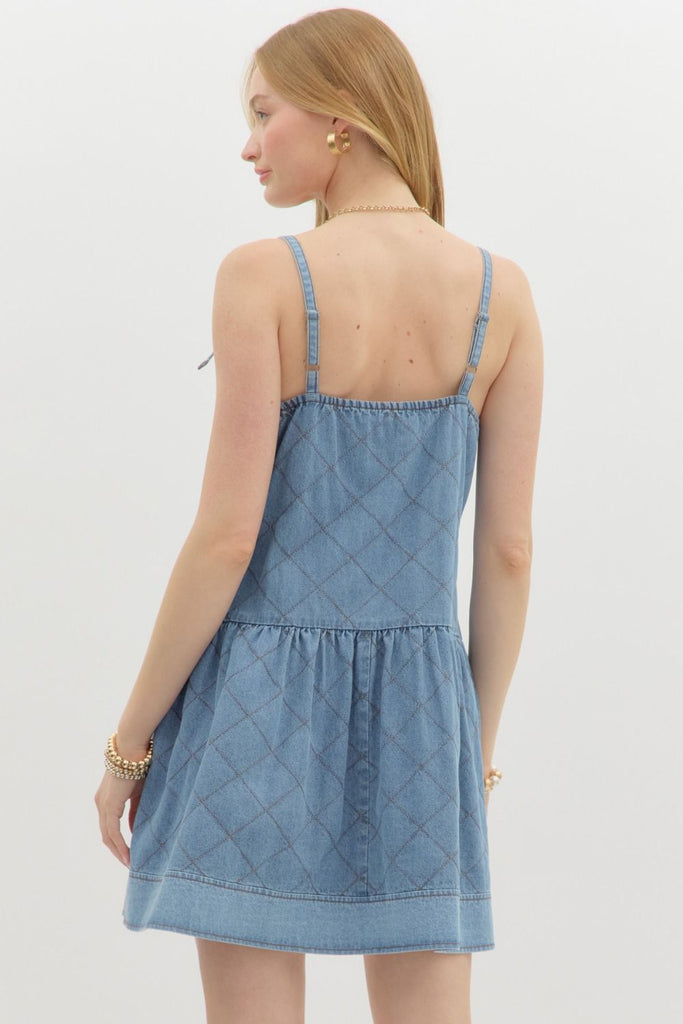 Diamond Pattern Denim Wash Mini Dress – C'est La Vie Diamond Pattern Denim Wash Mini Dress – C'est La Vie