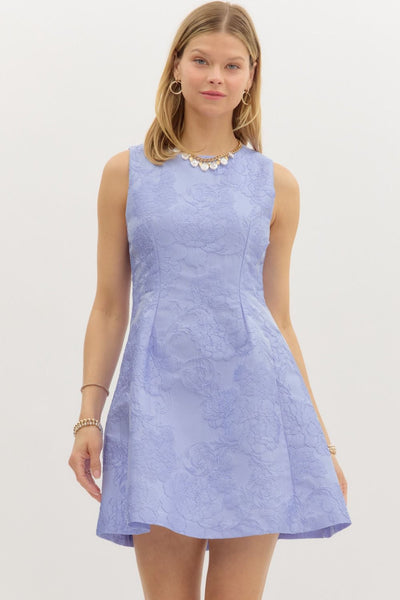 Floral Jacquard Sleeveless Mini Dress