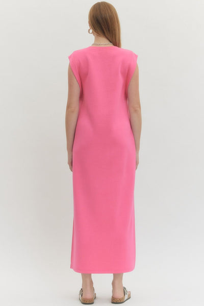 Solid Jersey Knit Pullover Midi Dress