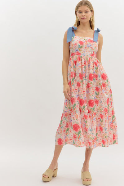 Floral Print Pullover Midi Dress