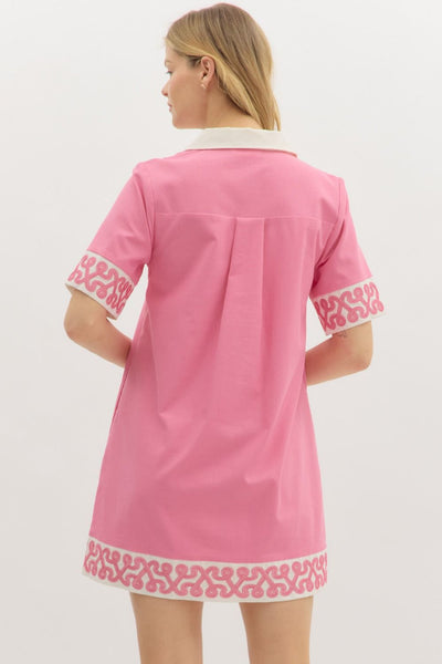 Solid Short Sleeve Pullover Mini Dress