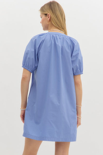 Short Puff Sleeve Embroidered Dress