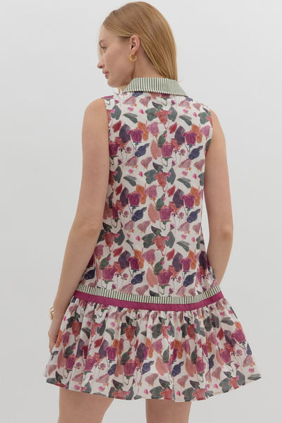 Floral Sleeveless Ruffle Hem Mini Dress