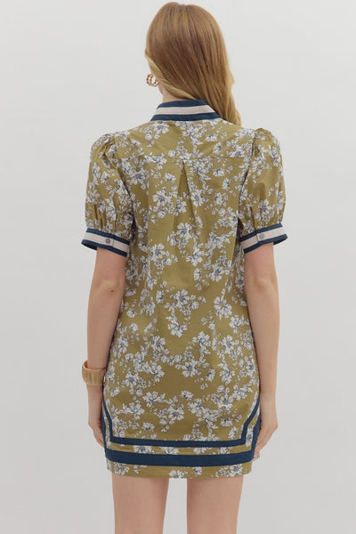 Floral Short Puff Sleeve Mini Dress