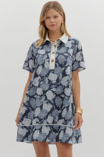 Floral Print Short Sleeve Mini Dress