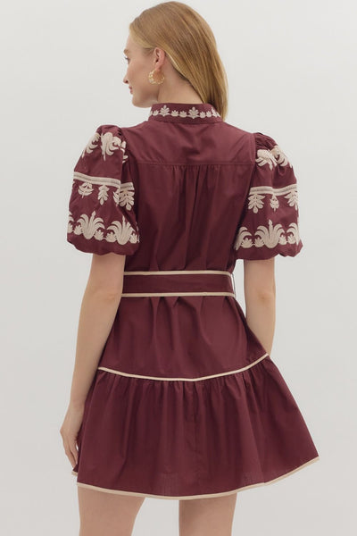 Contrast Accent Self Belt Mini Dress