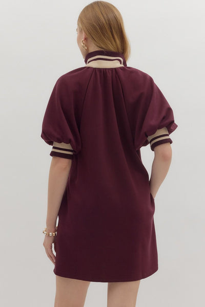 Solid Front Zipper Mini Dress