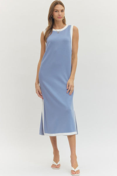 Solid Sleeveless Midi Dress