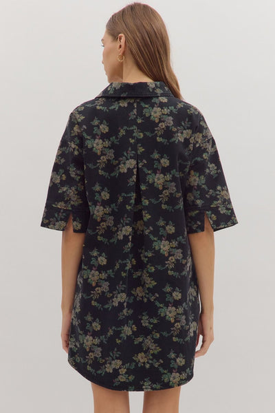 Floral Print Half Sleeve Mini Dress