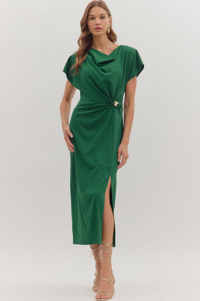 Solid Short Sleeve Midi Dress