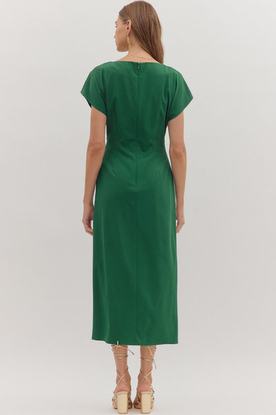 Solid Short Sleeve Midi Dress