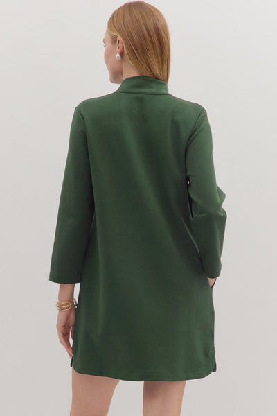Solid Long Sleeve Mini Dress