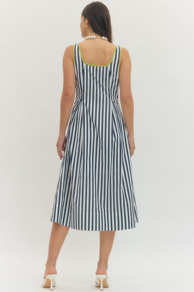 Striped Sleeveless Midi Dress